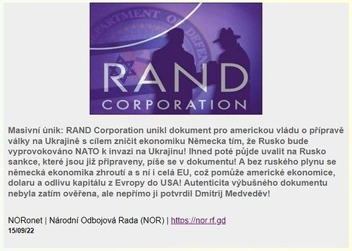 Masivní únik: RAND Corporation unikl dokument pro americkou vládu o přípravě války na Ukrajině s cílem zničit ekonomiku 