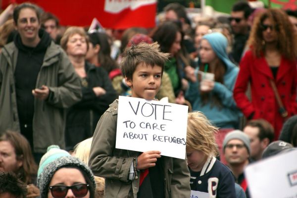 Vote to care about Refugees - Refugee Action protest 27 July 2013 Melbourne
