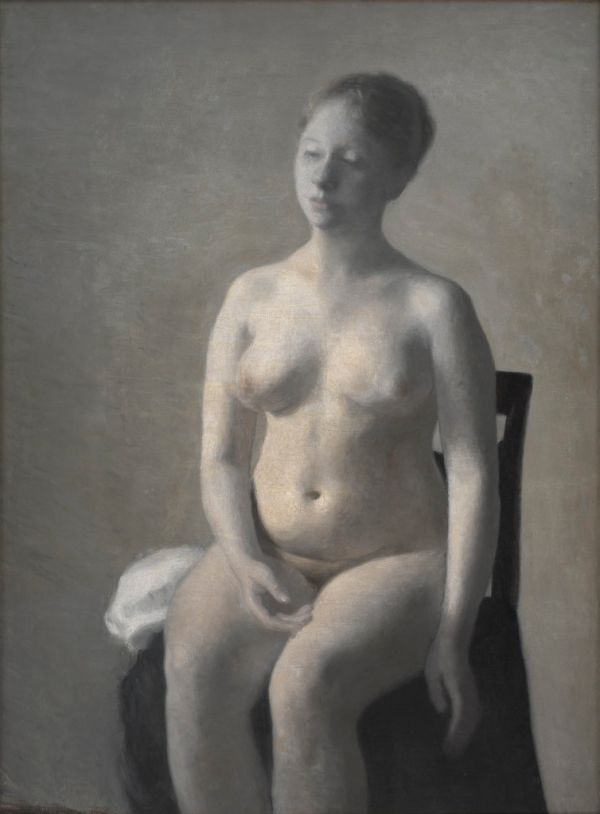 Vilhelm Hammershøi (1864-1916), Seated Female Nude, 1889. kms3766