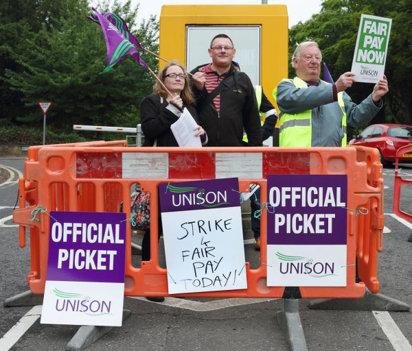 UNISON strike pickets at County Hall Norwich
