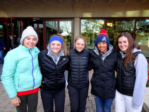 DSC07519 Lily Fuchs (sophomore), Natalie Spitzer (jr), Emily Ascher (freshman), Roshannah Gaur (senior) and Anne Early (