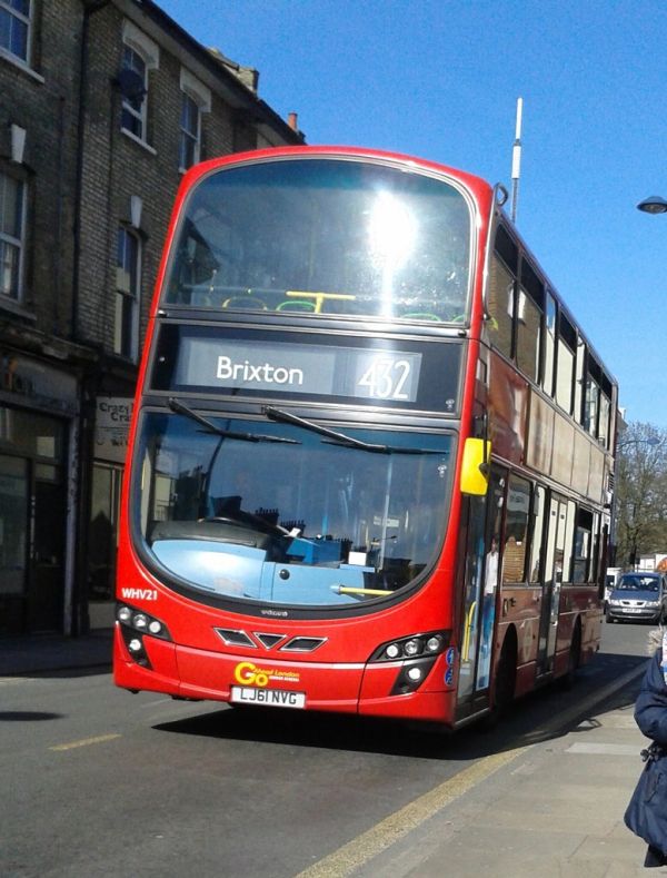 **Rare working** Go-Ahead London WHV21 (LJ61NVG) on 432 to Brixton