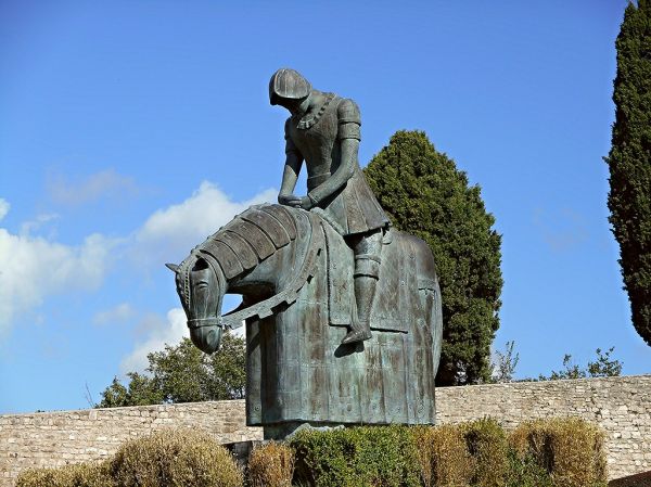 'The return of Francis' - bronze statue (2006) by Norberto Proietti (Spello 1927-Spello 2009) at Assisi - 'Lord, what do