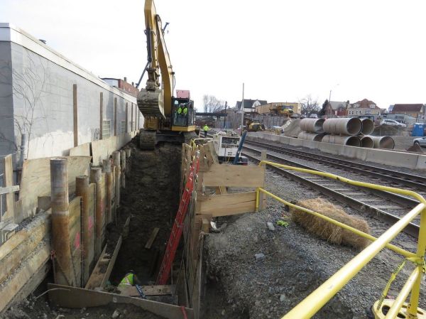 Green Line Extension, January 2020, Lagging for 48inch Pipe for FRP by Vernon Street