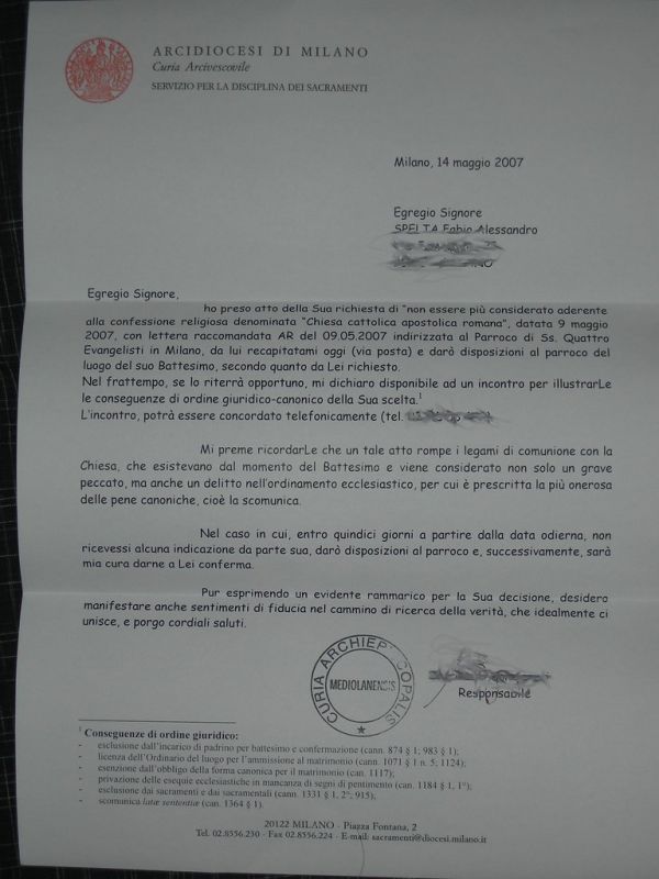 Sei sicuro? Guarda che ti scomunico