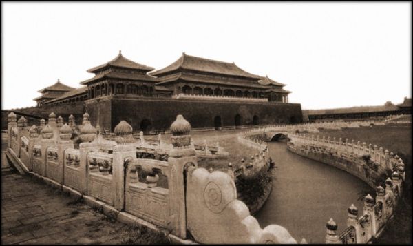 The Meridian Gate, Entrance To The Forbidden City, Peking China [1927] Herbert C. White [RESTORED]