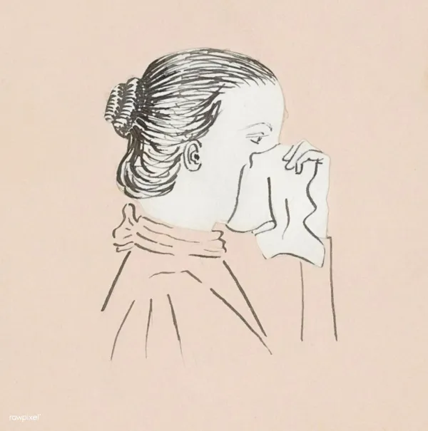 Head of a woman with a handkerchief against her nose (1894) by Julie de Graag (1877-1924). Original from the Rijks Museu