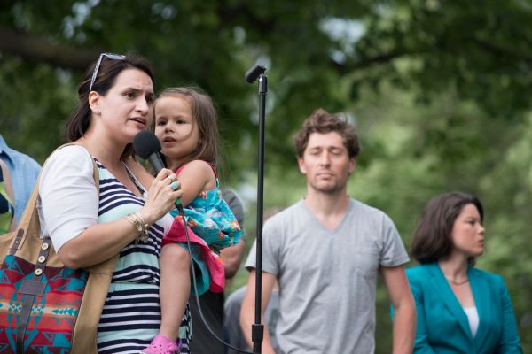 Peggy Flanagan speaks at a vigil for the Orlando Pulse shooting victims