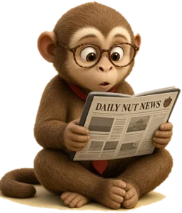 Manny the monkey reading a newspaper